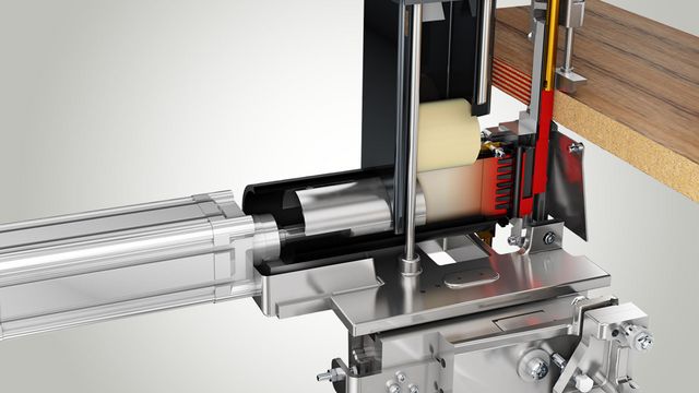Glu Jet automatic - glue application system with automatic change-over Heat-up, glue change and cleaning require only 3 minutes each